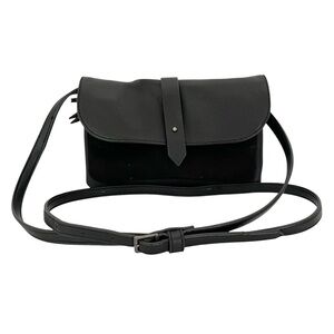 Lucky Brand Soft Pebbled Leather Credit Card Organizer Black Crossbody Purse Bag